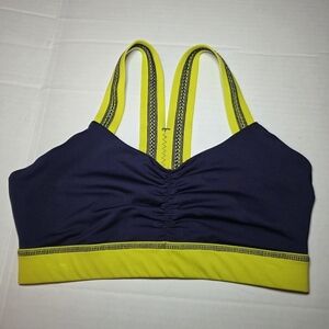 HANDFUL | Neon Accent Sports Bra Support Racerback Sz M